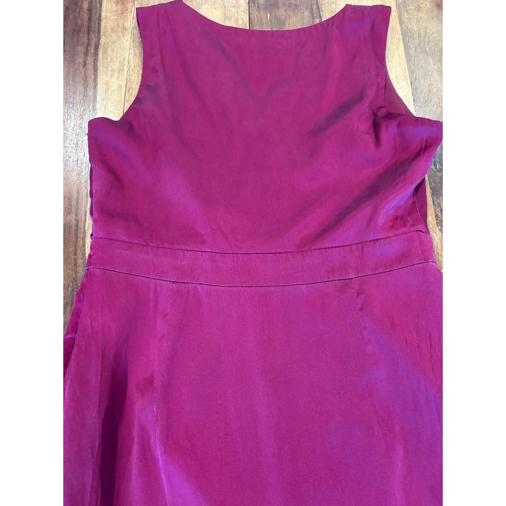 Josef bright pink 100% silk dress ruched womens' size medium party wedding guest - Picture 6 of 9